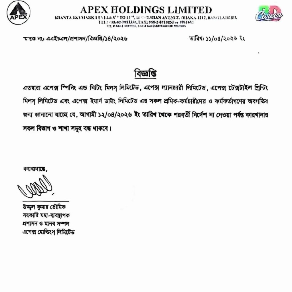 বন্ধ হলো এপেক্স হোল্ডিংসের ৪ কারখানা