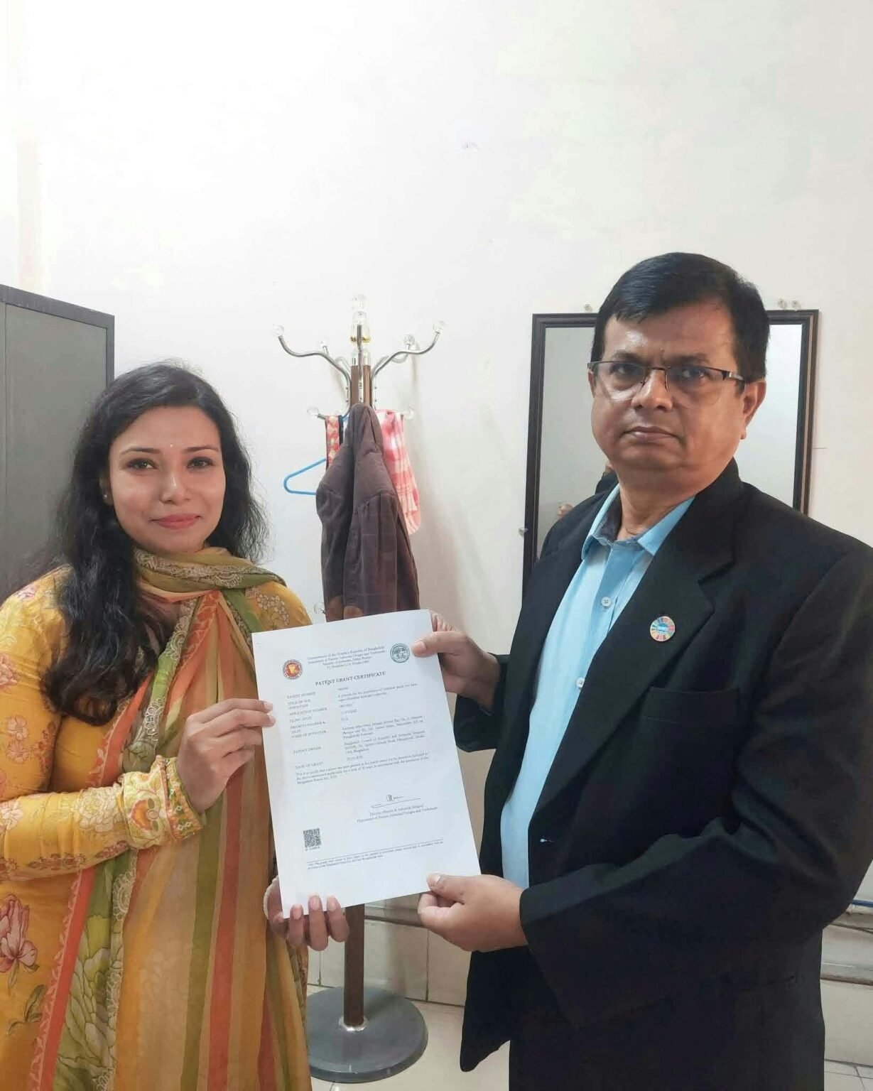 দুই-স্তরবিশিষ্ট সেলুলোজভিত্তিক সুপারঅ্যাবজর্বেন্ট হাইড্রোজেল কম্পোজিটের ১ম উদ্ভাবক সুষমা সাহা স্বাতী